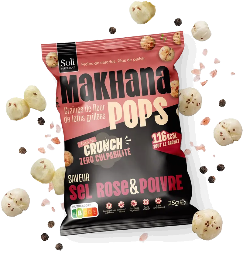 25 g bag of Makhana Pops Pink Salt & Pepper